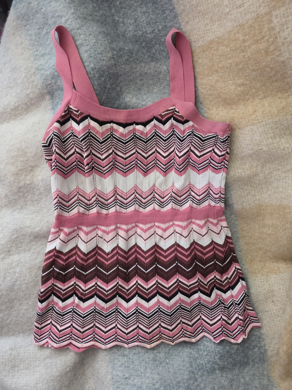 Pink Chevron Knit Tank Top